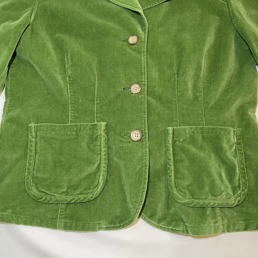 Sundance Blazer Women's 8 Jacket Green Velvet Velveteen Short 3 Front Button - Picture 5 of 8
